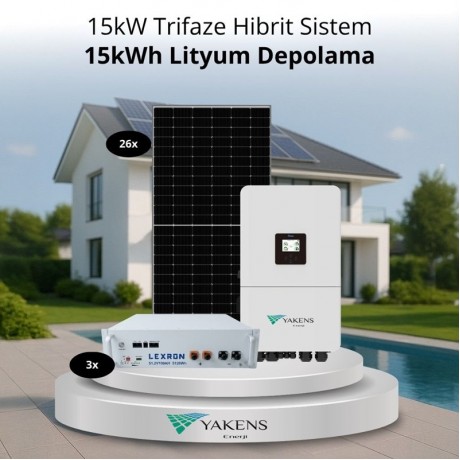 12 Kw Trifaze Hibrit Hazır Solar Paket (Sistem 3) Lexron